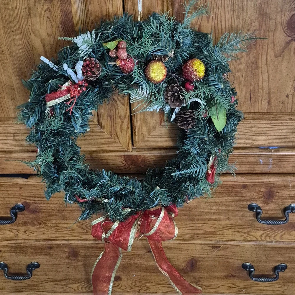 Sugared Fruit Pinecone Wreath